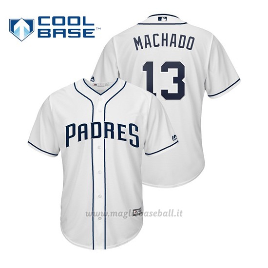 Maglia Baseball Uomo San Diego Padres Manny Machado Cool Base Majestic 1ªBianco
